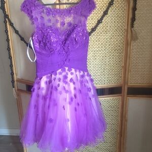 Tony Bowls Purple and Cream Lace Dress
